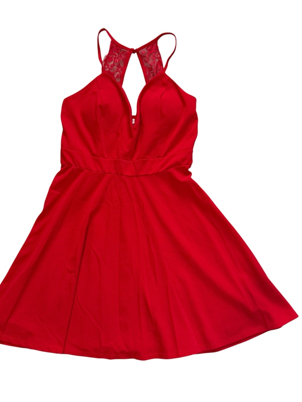 bailey blue Bright Red Women's Dress with Lace Back